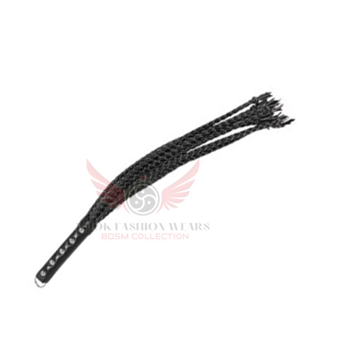 Cat-O Nine Whip Braided Black Leather