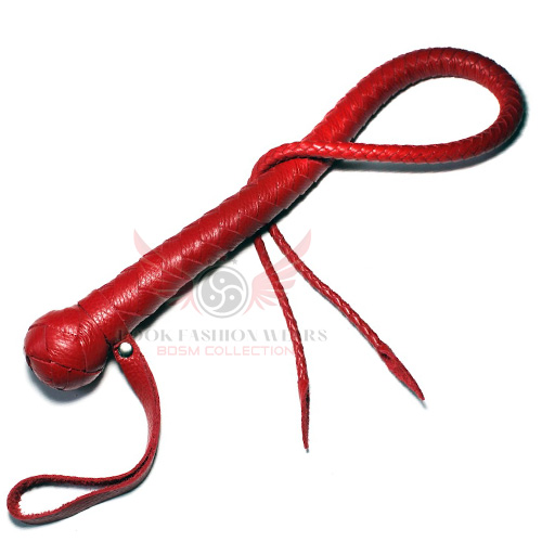 Red Braided Leather Snake Whip Weaving