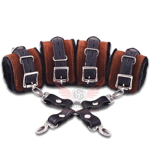 Suede Leather Bondage Restraints 5 Pieces Set