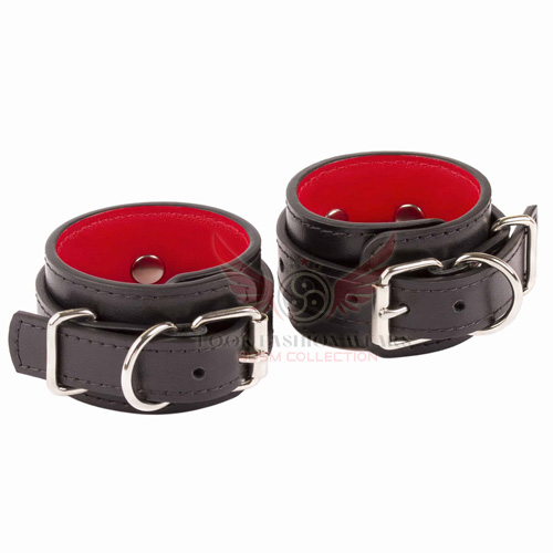 Genuine Black Leather Ankle Cuffs Restraints