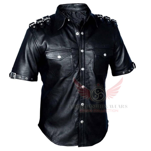 Genuine Lambskin Black Bluf Gay Shirt