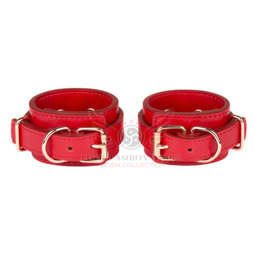 Genuine Red Leather Ankle Cuffs Restraints