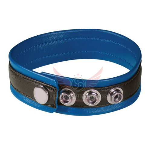 Black & Blue Leather Bicep Strap