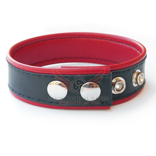 Black & Red Leather Bicep Strap