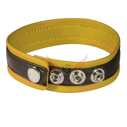 Black & Yellow Leather Bicep Strap