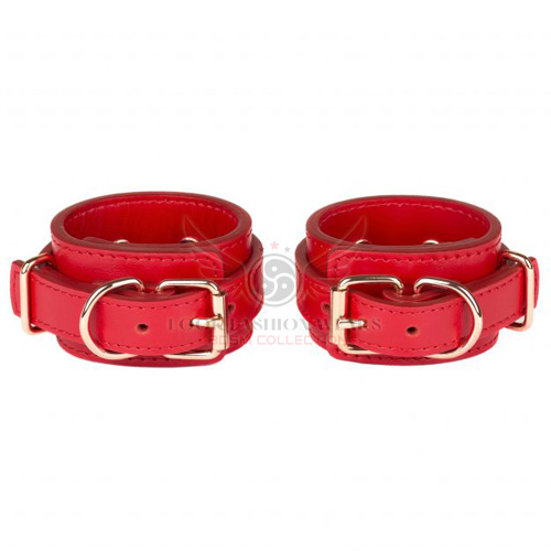 Real Red Leather Wrist Handcuffs Restraints