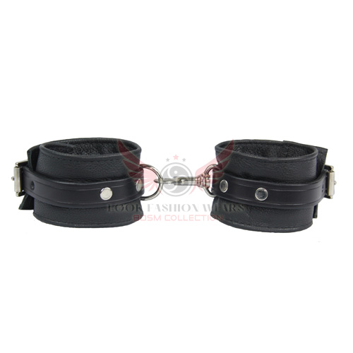 Soft Grained Black Leather Handcuffs Wrist Restraints