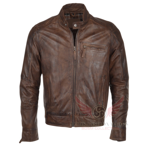 Men Antique Brown Leather Jacket