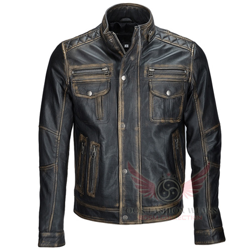 Men’s Armand Distressed Brown Leather Jacket