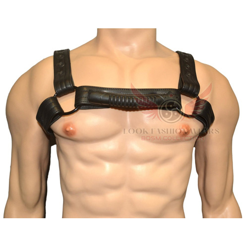 Men's Bulldog Leather Chest Body Handler Harness