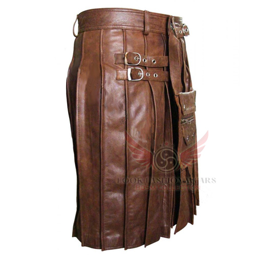 Mens Real Leather Utility Kilt