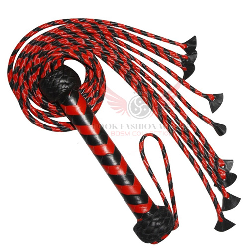 Cowhide Leather Flogger 9 Braided Falls