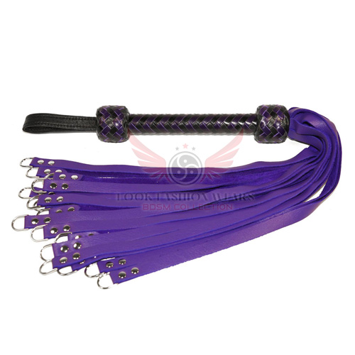 Metal Tipped Dee Ring Purple Leather Flogger